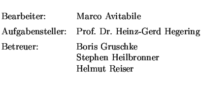 $\textstyle \parbox{1cm}{
\begin{large}
\begin{tabbing}
Bearbeiter: \hspace{1cm}...
...uschke\\
\>Stephen Heilbronner\\
\>Helmut Reiser\\
\end{tabbing}\end{large}}$